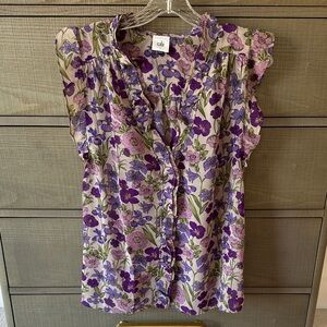Cabi Purple Floral Blouse- Trifle Top